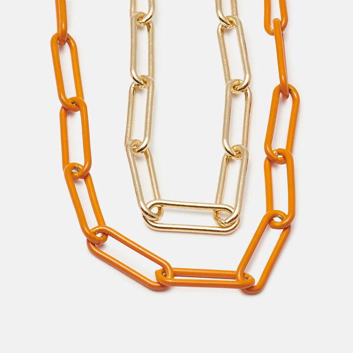 Cordón cadena Flow dorada y naranja, , large.