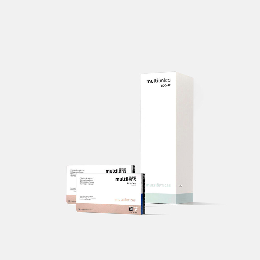 2xMultilens Silicone toric +  Multi&uacute;nica Biocare 360ml, , large.