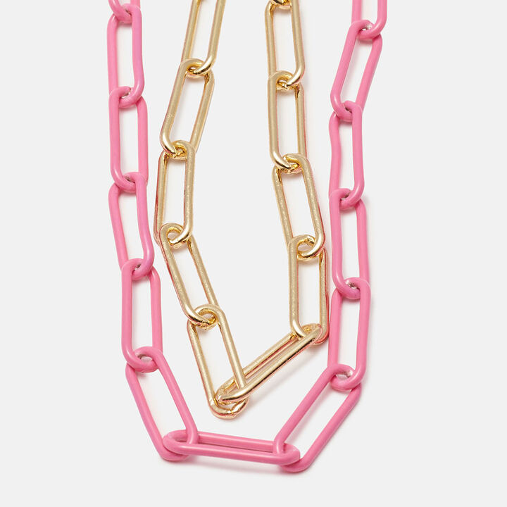 Cordón cadena Flow dorada y rosa, , large.