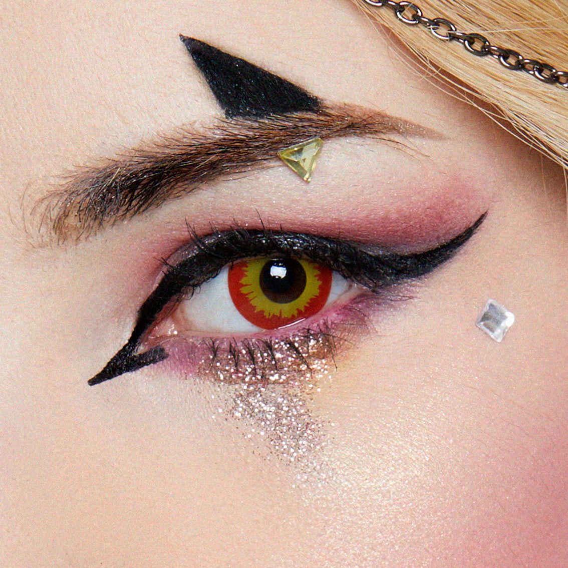 Lentillas Rojas Y Amarillas De Fantasia Disfraz Y Halloween Multilens Party Multiopticas