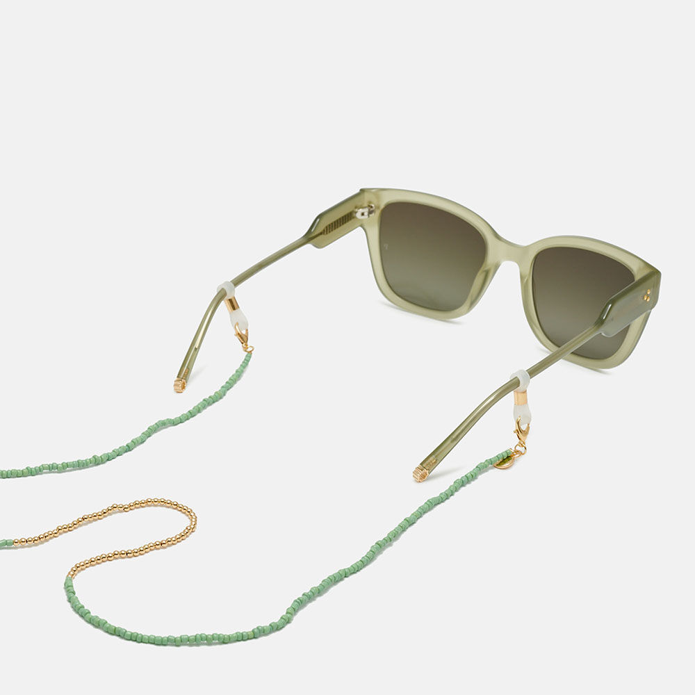 CORDON CUENTAS VERDE/DORADAS, , large