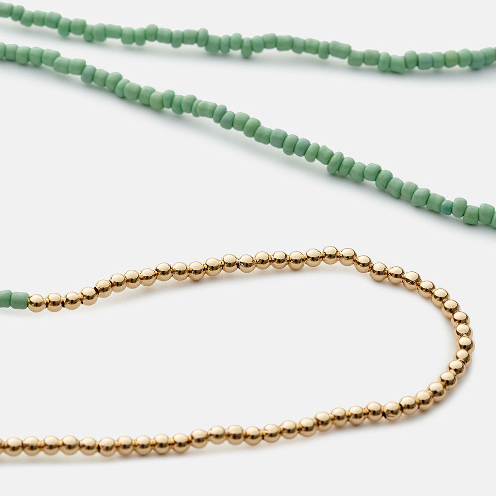 CORDON CUENTAS VERDE/DORADAS, , large