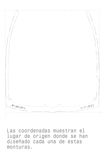 Boceto gafa ECOTATE coordenadas Multiópticas