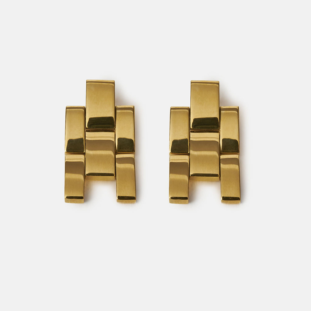 PENDIENTES FRONT ROW GOLD, , large image number 1